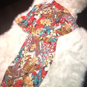 Colorful Midi Caplet Dress Size L Brand New